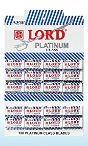 100 Lord Double Edge Safety Razor Blades Platinum Class