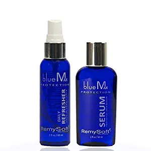 RemySoft blueMax Daily Refresher & Protective Silicone Serum Set - Safe for Hair Extensions, Weaves and Wigs - Salon Formula Leave-in Conditioner & Serum