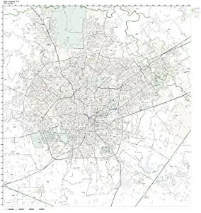 Working Maps Zip Code Wall Map of San Antonio, TX Zip Code Map Laminated