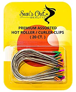 Sun's Out Beauty Premium Replacement Assorted Hot Roller Clips - Curler Clips - Larger Sizes Set (20 Count) - Fits Most Large to Jumbo Size Rollers - Curlers