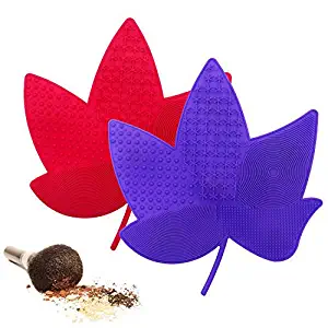 2 Large Packs of Silicone Brush Cleaning Mat, Oyrlize Soft Silicone Cosmetic Makeup Brush Cleaner Pad Portable Washing Tool with Strongest Suction Cup