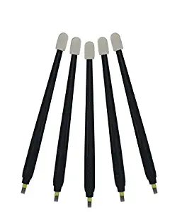 PMU Disposable Microblading Pens: 5-Piece Eyebrow Tatoo Manual Pens Set|Certified Safe Sterile Microblading Needles for Eyebrow Permanent Makeup|Professional Makeup Supplies (15M1 - Black)