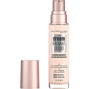 Maybelline Dream Radiant Liquid Medium Coverage Hydrating Makeup, Lightweight Liquid Foundation, Fair Ivory, 1 Fl. Oz