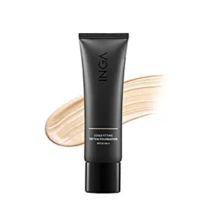 INGA Cover Fitting Tattoo Foundation 30ml, Semi Matte Finish Type & Long Lasting, Natural Skin Tone (1.5 Light Beige (#21~22))