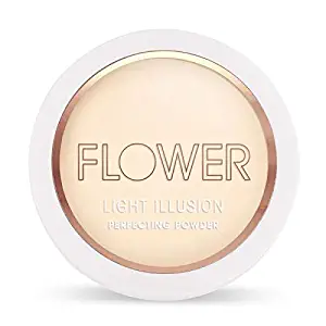 Flower Beauty Light Illusion Perfecting Powder - Pressed Powder Face Makeup, Buildable Medium Coverage with Blurring Pigments, Includes Mirror & Sponge (Porcelain)
