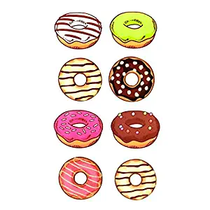 Oottati Small Cute Children Women Fake Temporary Tattoo Colorful Donuts Cake (2 Sheets)