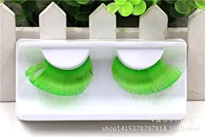 AnHua New Sexy Fun Ladies Styles Handmade Reusable Long Thick Fancy Party Feather False Eyelashes Makeup Eye Lashes (Green)