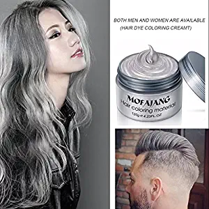 Silver Gray Hair Wax ,YHMWAX Fashion Colorful Hair Wax Pomades Disposable Natural Hair Strong Style Gel Cream Hair Dye,Instant Hairstyle Mud Cream for Party, Cosplay, Masquerade etc. (Silver Gray)