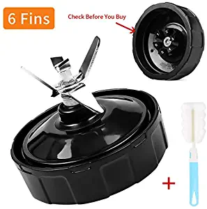 6 Fins Replacement Blade Parts For Nutri Ninja Blender,Extractor Bottom Blade Replacement for Auto iQ BL481-70 BL482-70 BL483-70 BL450-70 BL451-70 BL454-70,Only fit for18oz 24 oz.32 oz Cups (1PCS)