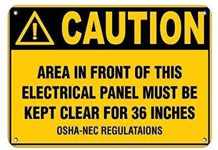 LDWORAN Safety, Attention, Warning Front of Electrical Panel Kept Clear for 8X12 inches Metal tin Sign