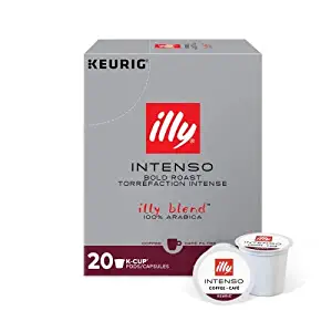 Illy Intense & Robust, Intenso Dark Roast Coffee K-Cups, Made With 100% Arabica Coffee, All-Natural, No Preservatives, Coffee Pods for Keurig Coffee Machines, K-Cups, 20 K Cup Pods, Intenso, 20Count