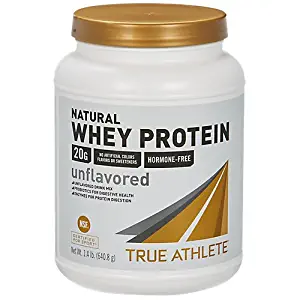 True Athlete Natural Whey Protein Unflavored, 20g of Protein per Serving Probiotics for Digestive Health, Enzymes for Protein Digestion NSF Certified for Sport (1.4 Pound Powder)