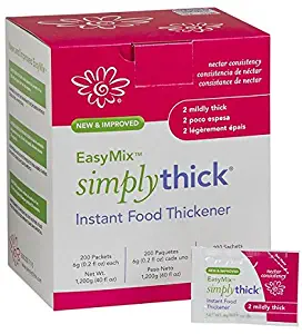 SimplyThick Easy Mix 200 Count of 6g Individual Packet Gel Thickener | for Dysphagia & Swallowing Difficulties | Add One Packet for Every 4oz of Liquid | Creates A Mildly Thick (Nectar) Consistency