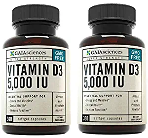Vitamin D3 5000iu Softgels: Boosts Healthy Muscle Function, Bone Health, Healthy Breast Support & Prostate Essentials Plus Liver & Immune Support, Non-GMO Gluten-Free Organic Olive Oil Bulk 720ct 2 PK