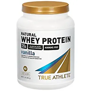 True Athlete Natural Whey Protein Vanilla, 20g of Protein per Serving Probiotics for Digestive Health, Hormone Free NSF Certified for Sport (1.5 Pound Powder)