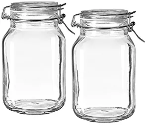 Bormioli Rocco B072M8GHN2 Fido Clear Glass Jar with 85 mm Gasket, 1.5 Liter (Pack of 2)