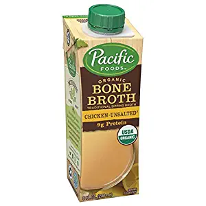 Pacific Foods Organic Bone Broth, Original Chicken, 8-Ounce Cartons, 12-Pack Keto Friendly