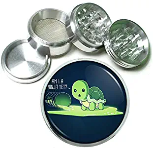 Turtle Ninja Em1 Silver Chrome 63mm Aluminum Magnetic Metal Herb Grinder 4 Piece Hand Muller Spices & Herb Heavy Duty 2.5"