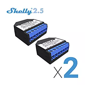 Shelly 2.5 Double Relay Switch and Roller Shutter WiFi Open Source Wireless Home Automation Dual Power Metering iOS Android Application (2 Pack)