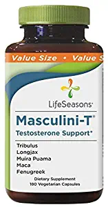 Life Seasons - Masculini-T - Testosterone Booster Supplement for Men - Enhance Male Performance, Stamina, and Energy - Feel Young Again - with Ginkgo, Ginseng - (180 Capsules)