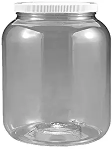  1/2 Gallon 2 Quart Plastic Wide Mouth Jar with Pressurized Seal White screw on cap lid and Container Shatter-Proof BEST American High Quality BPA Free crystal clear PET