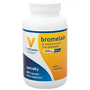 The Vitamin Shoppe Bromelain 500MG 600 GDU, Supports Protein Digestion Absorption, Enzyme Sourced from Pineapples (300 Capsules)
