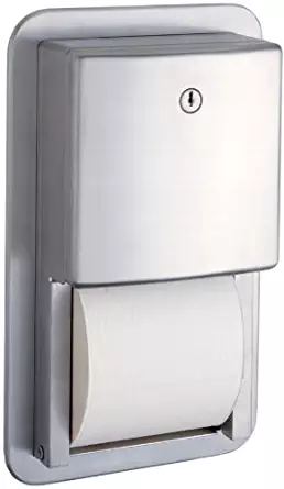 Bobrick 4388 Stainless Steel Recessed Multi-Roll Toilet Tissue Dispenser, Satin Finish, 7-9/16" Width x 12-1/2" Height