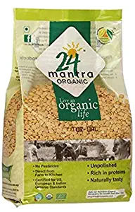 Organic Toor Dal - Organic Split Pigeon Peas (Toor Dal) -USDA Certified Organic - European Union Certified Organic -Pesticides Free - Adulteration Free - Sodium Free - 4 Lbs - 24 Mantra Organic