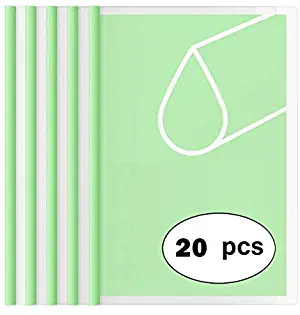 Clear Report Covers with 8mm Solid Color U-Type Sliding Bar (18C, 40-Sheet Capacity), Transparent Resume Presentation File Folders Organizer Binder, for Letter/A4 Size Paper, 20 Pcs, Solid Green