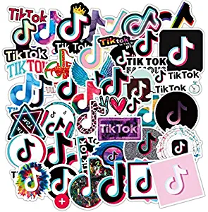 MEMOVAN TIK Tok Stickers Hot Music Note Theme Stickers Social Software TikTok Logo Stickers Vinyl Waterproof Decal Stickers for Phone Laptop Luggage Hydro Flasks Refrigerator Skateboard Graffiti 50pcs