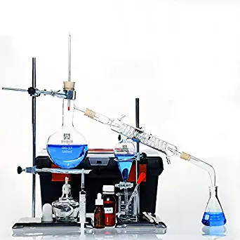 Home Distiller Distilling to Making Your Own Essential oil, Moonshine, Alcohol Distiller Chemistry Lab Glassware Kit,glass Distilling,distillation Apparatus 22pcs Kit, 500 ML