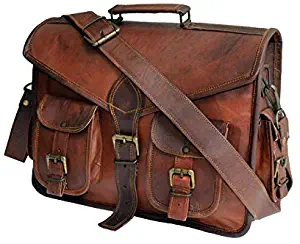 MONTEXOO 15 Inch Leather Messenger Bag for Men Laptop Briefcase Crossbody Satchel Bag (DARK BROWN)