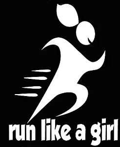 PLU Run Like a Girl White Decal Vinyl Sticker|Cars Trucks Vans Walls Laptop| White |5.5 x 4.25 in|PLU179