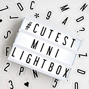My Cinema Lightbox - The Mini Cinema Lightbox, LED Changeable Quote Sign To Create Personalized Messages, with 100 Letters, Numbers, & Symbols, USB or Battery Powered, A5 White