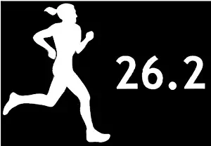 PLU Lady Jogger 26.2 Marathon White Decal Vinyl Sticker|Cars Trucks Vans Walls Laptop| White |5.5 x 3.5 in|PLU030