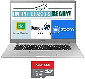 2020 Newest Samsung Chromebook 15.6 Inch FHD 1080P Laptop, Intel Celeron N4000 up to 2.6 GHz, 4GB RAM, 64GB eMMC, Bluetooth, Webcam, Chrome OS + AllyFlex 64GB MicroSD(Google Class Room Ready)