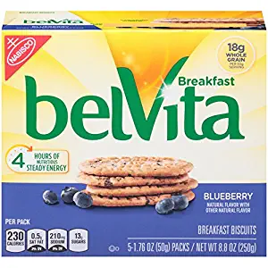 belVita Breakfast Biscuits, Blueberry Flavor, 30 Packs (4 Biscuits Per Pack)
