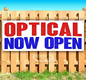 Optical Now Open 13 oz Heavy Duty Vinyl Banner Sign with Metal Grommets, New, Store, Advertising, Flag, (Many Sizes Available)