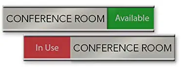Quality Satin-Aluminum Conference Room Slider Signs - 6 x 1 - Made in The USA (Red/Green)