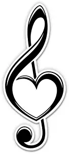 GT Graphics Express Treble Clef with Heart Love Music - Vinyl Sticker Waterproof Decal